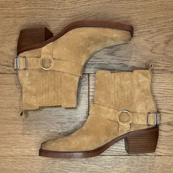 Sam Edelman Bellamie Suede Riding Heel Biker Boots - Size 7.5 - EUC - Tan - Picture 2 of 8